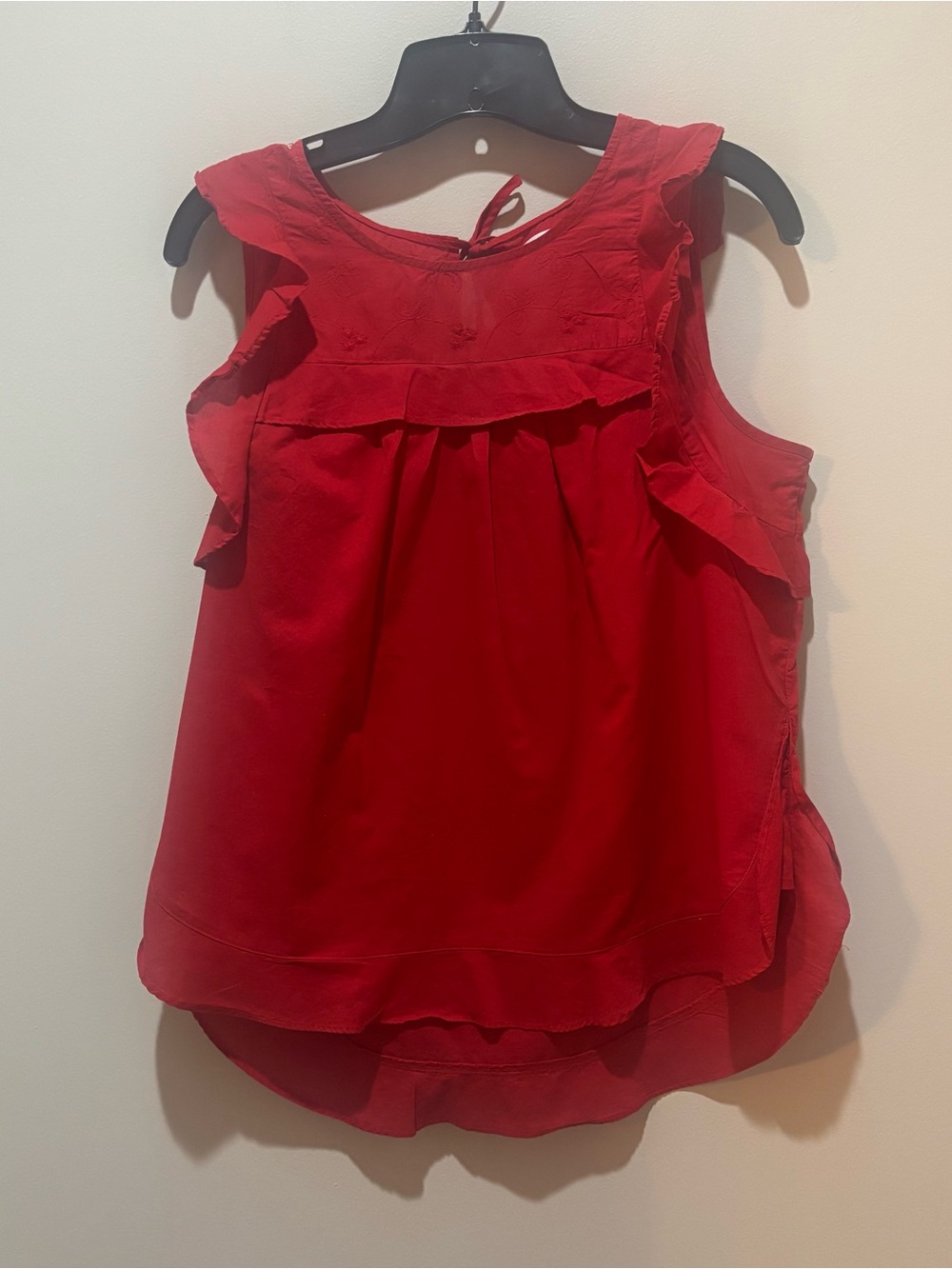 LC Lauren Conrad Red Ruffle Sleeve Blouse